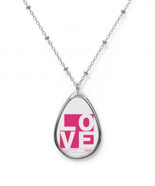 Stylish Love Oval Necklace, Gift for Her, Meaningful Jewelry, Valentine's Day, Anniversary Gift, Personalized Accessory, Love Pendant