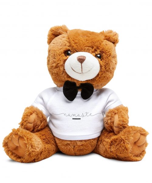 Namaste Teddy Bear Plush, Cuddly Gift for Kids, Meditation Comfort Toy, Soft Plushie for Birthdays, Cute Home Decor